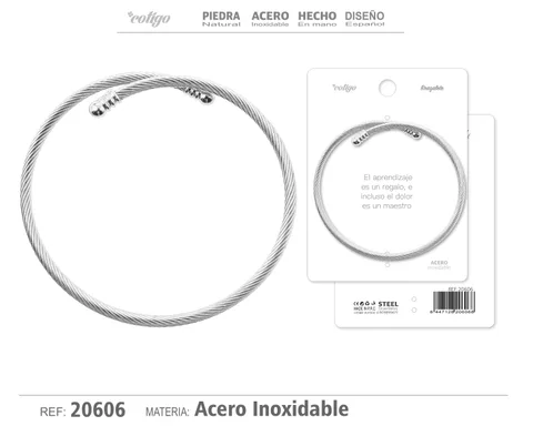 BRAZALETE ACERO COLOR PLATEADO