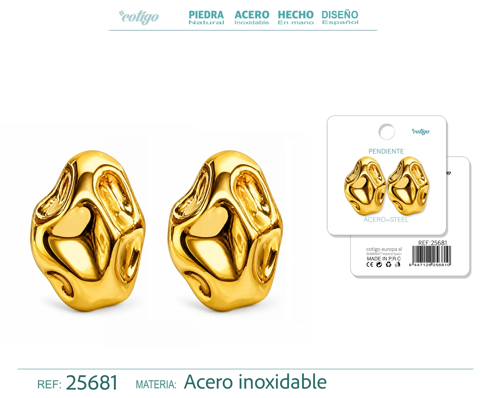 Pendiente Acero Inoxidable color Dorado