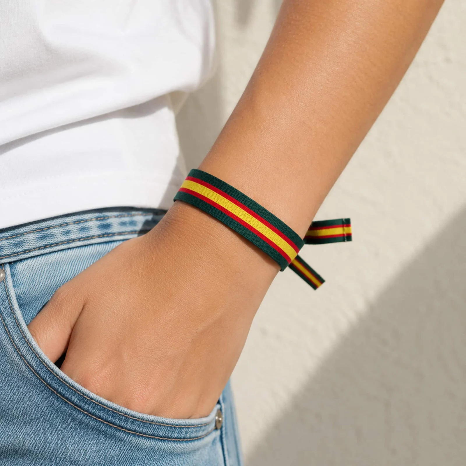 PULSERA ESPAÑA TEJIDO-VERDE