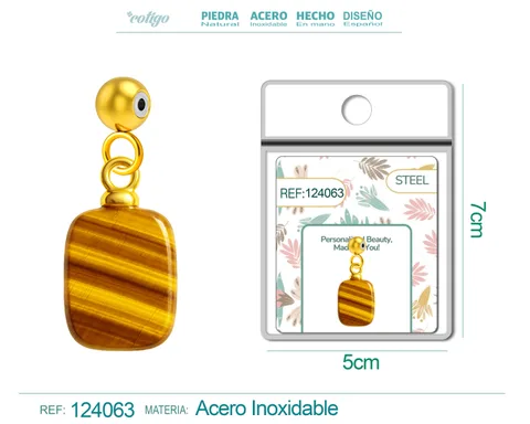 CHARM ACERO DORADO CHAPADO ORO 14 K-CON BOLA DE GOMA
