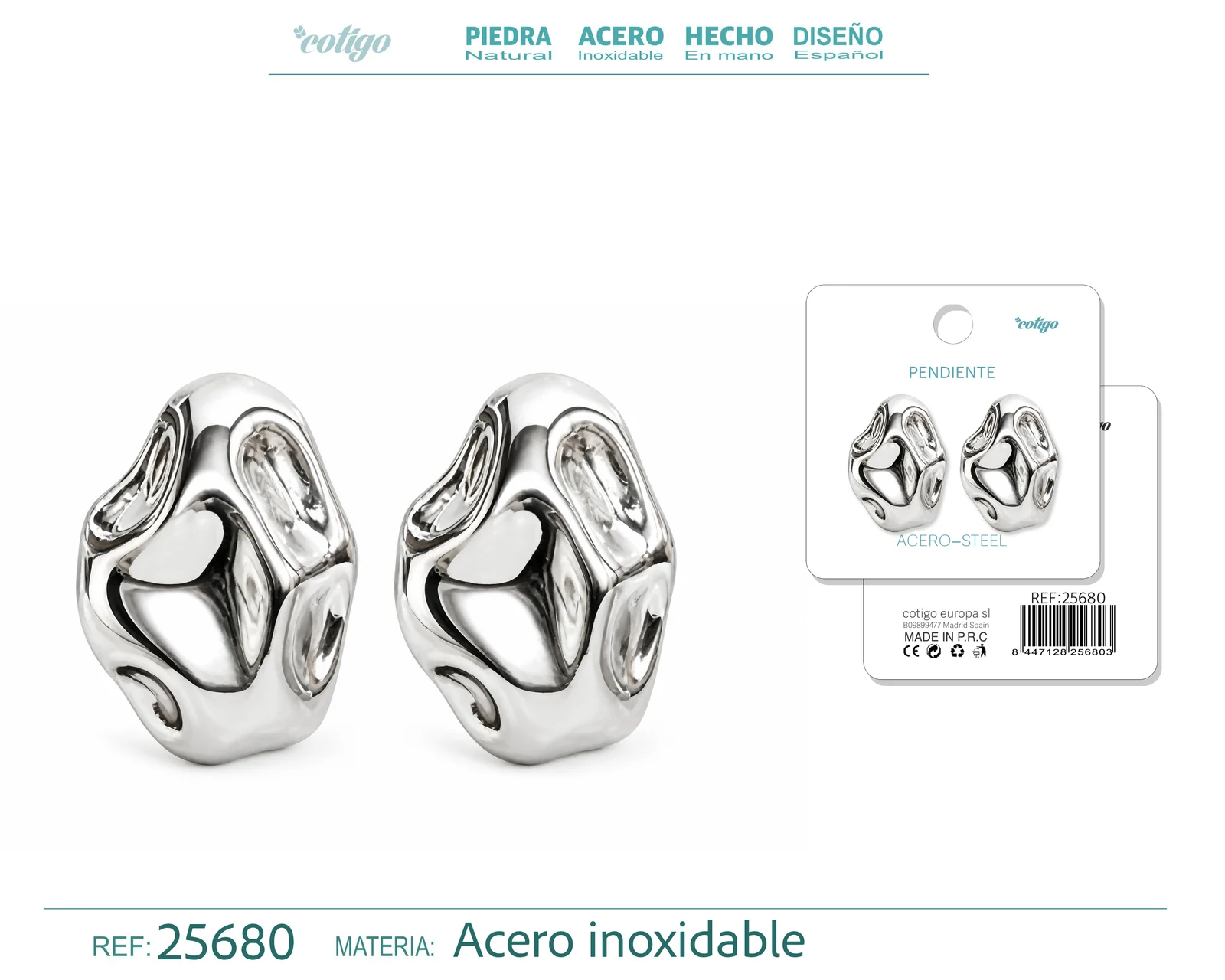 Pendiente Acero Inoxidable color Plateado