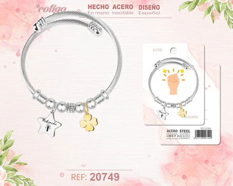 BRAZALETE ACERO CON PALABRA: MOTIVADA