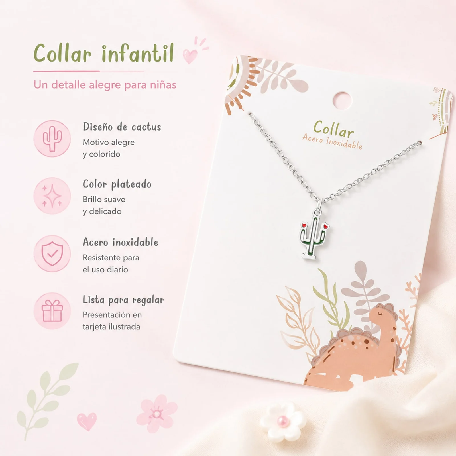 COLLAR NIÑA ACERO COLOR PLATEADO