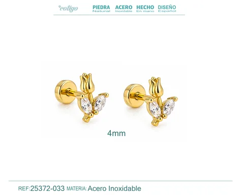 Pendiente-Piercing Bañado Oro 18K y con Circonita