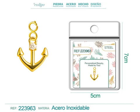 CHARM DE COBRE CHAPADO A ORO 14K CON CIRCONITA-CON CIERRE