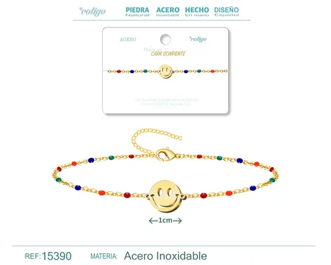 PULSERA ACERO MULTICOLOR CON CARA SONRIENTE