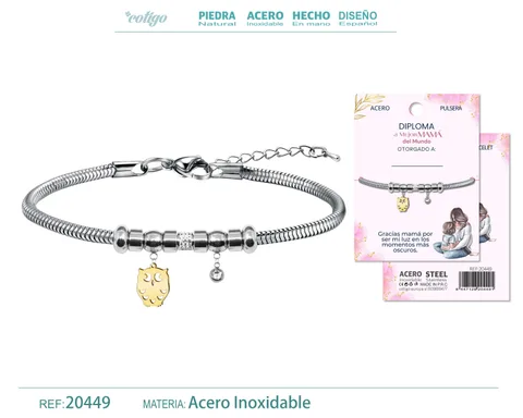 PULSERA DE DIPLOMA ACERO PARA MEJOR MAMA