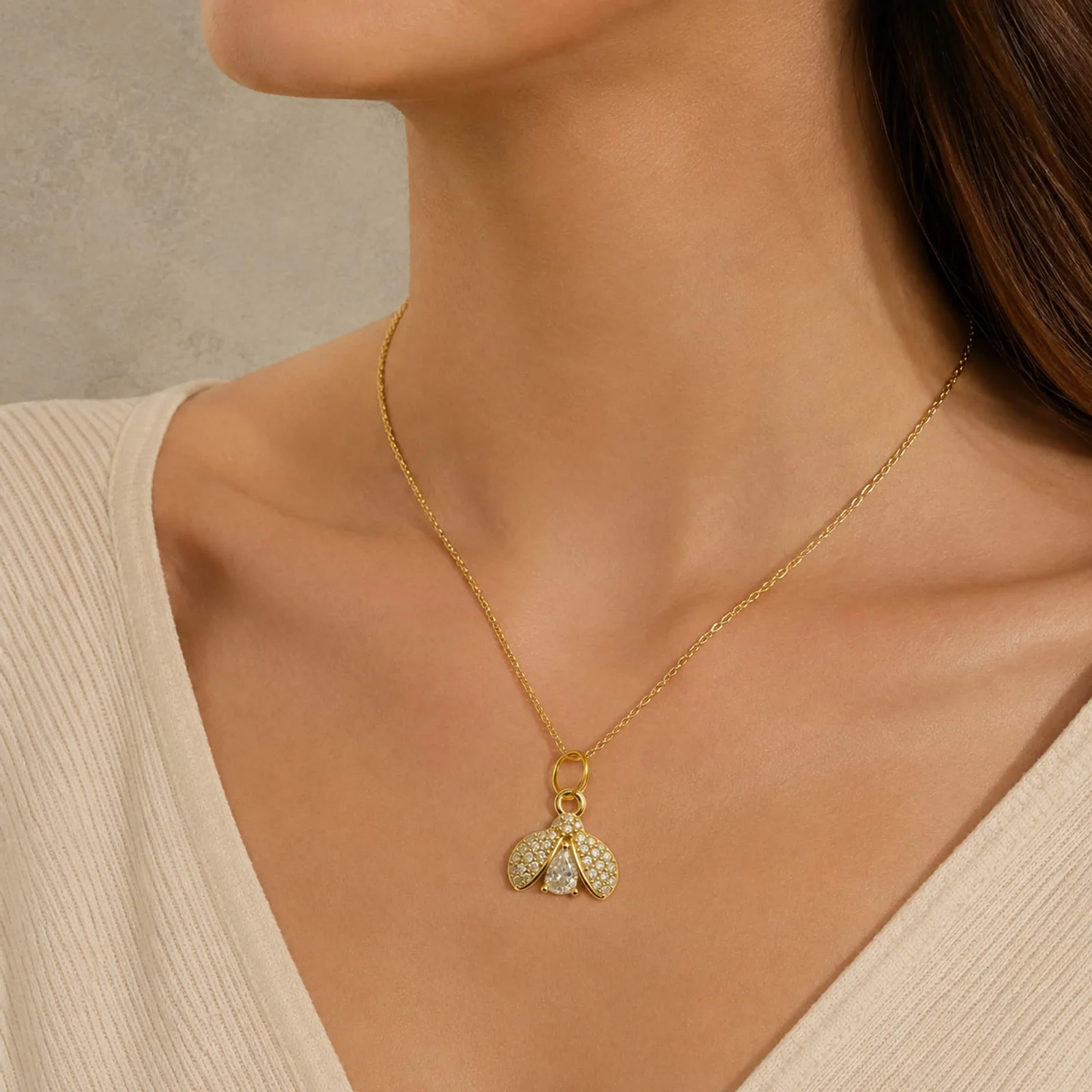 CHARM DE COBRE CHAPADO ORO 14K CON CIRCONITA