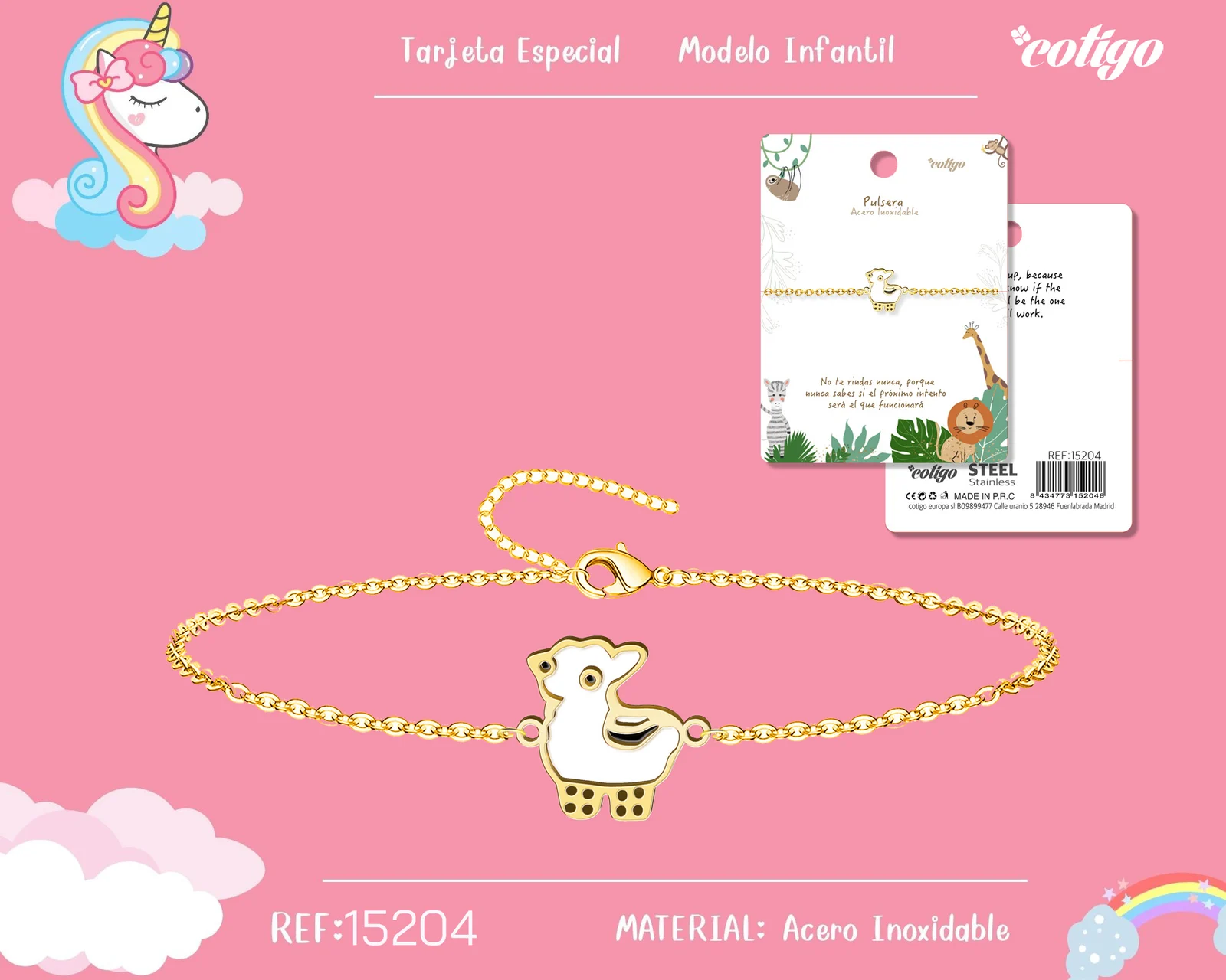 PULSERA DE NIÑA ACERO COLOR DORADO