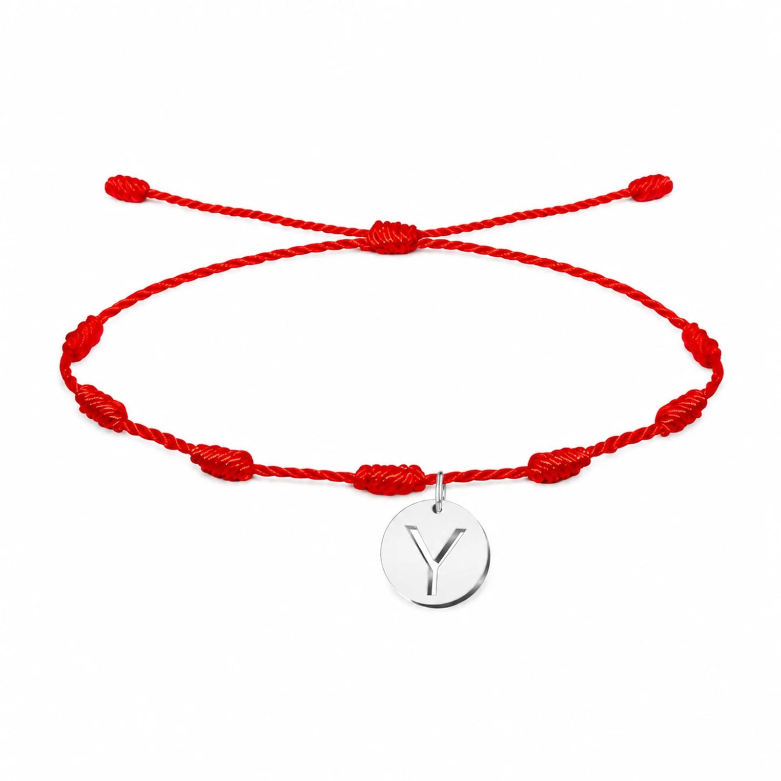 PULSERA 7 NUDOS CON LETRA Y COLOR PLATEADO