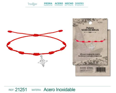 PULSERA 7 NUDOS CON NUDO DE BRUJA ACERO PLATEADO