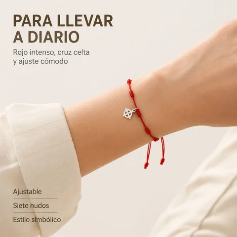PULSERA 7 NUDOS CON CRUZ CELTA COLOR PLATEADO