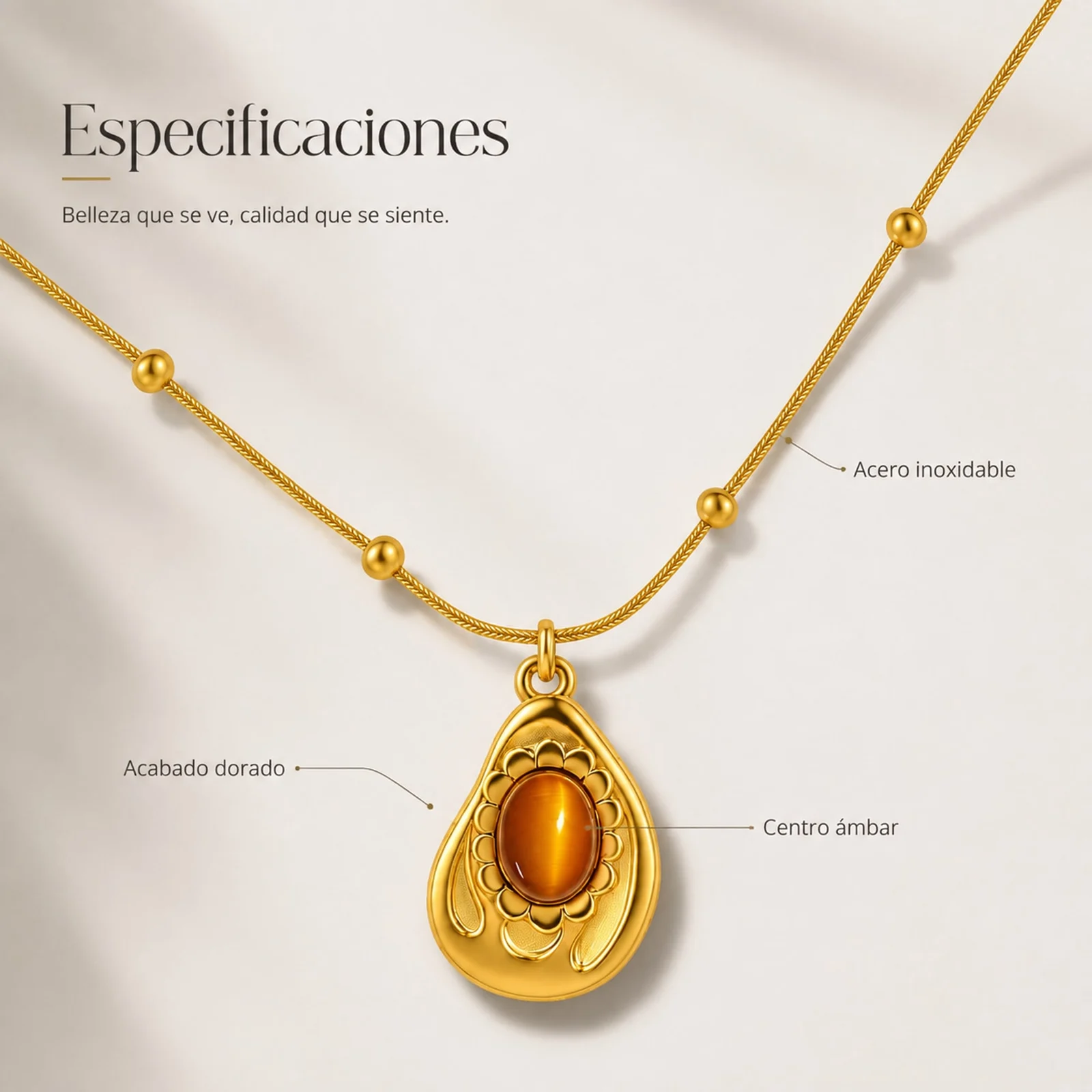 COLLAR ACERO INOXIDABLE CON SOBRE