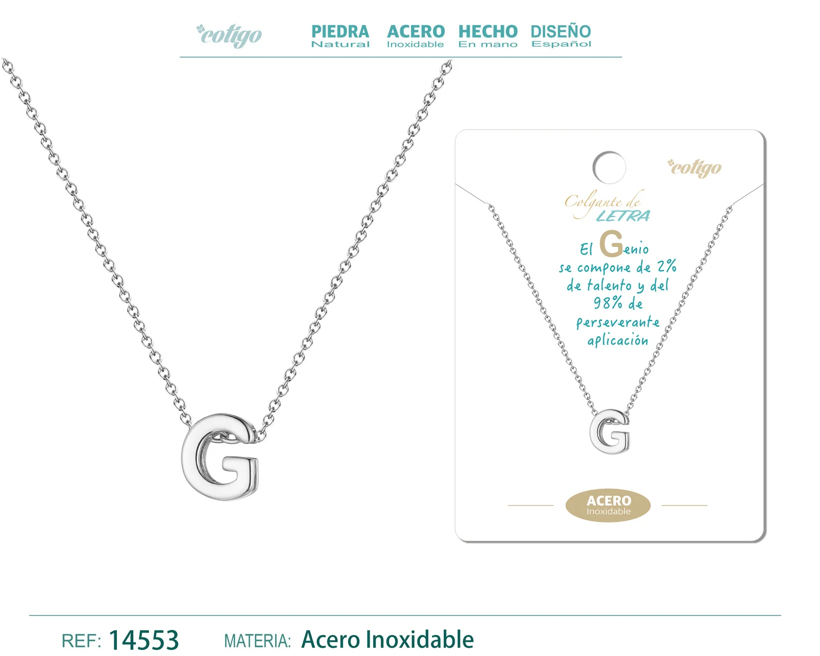 COLLAR LETRA G COLOR PLATEADO
