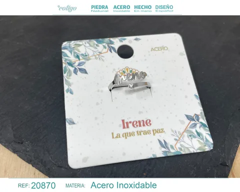 ANILLO NOMBRE IRENE ACERO COLOR PLATEADO