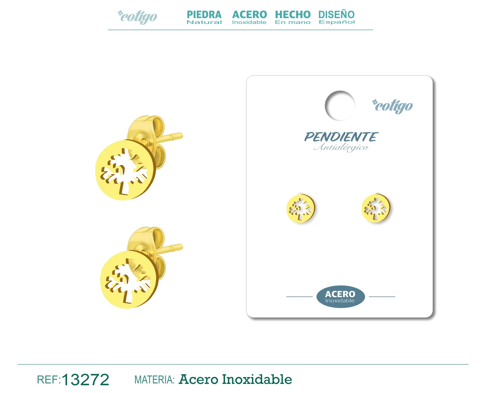 PENDIENTE ACERO  INOXIDABLE COLOR DORADO