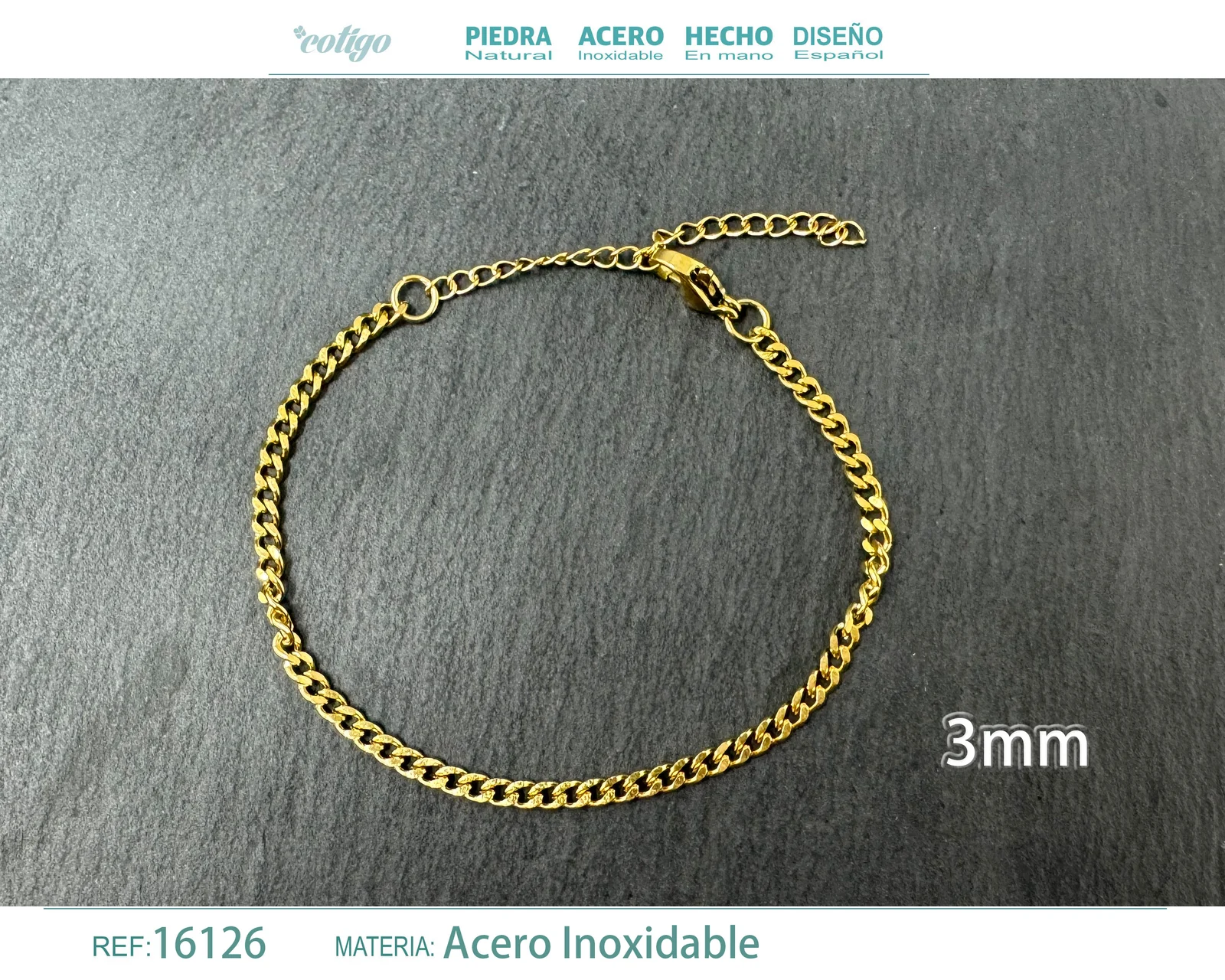 PULSERA DE CADENA ACERO DORADO