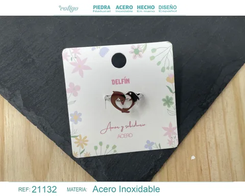 ANILLO DELFIN ACERO COLOR PLATEADO
