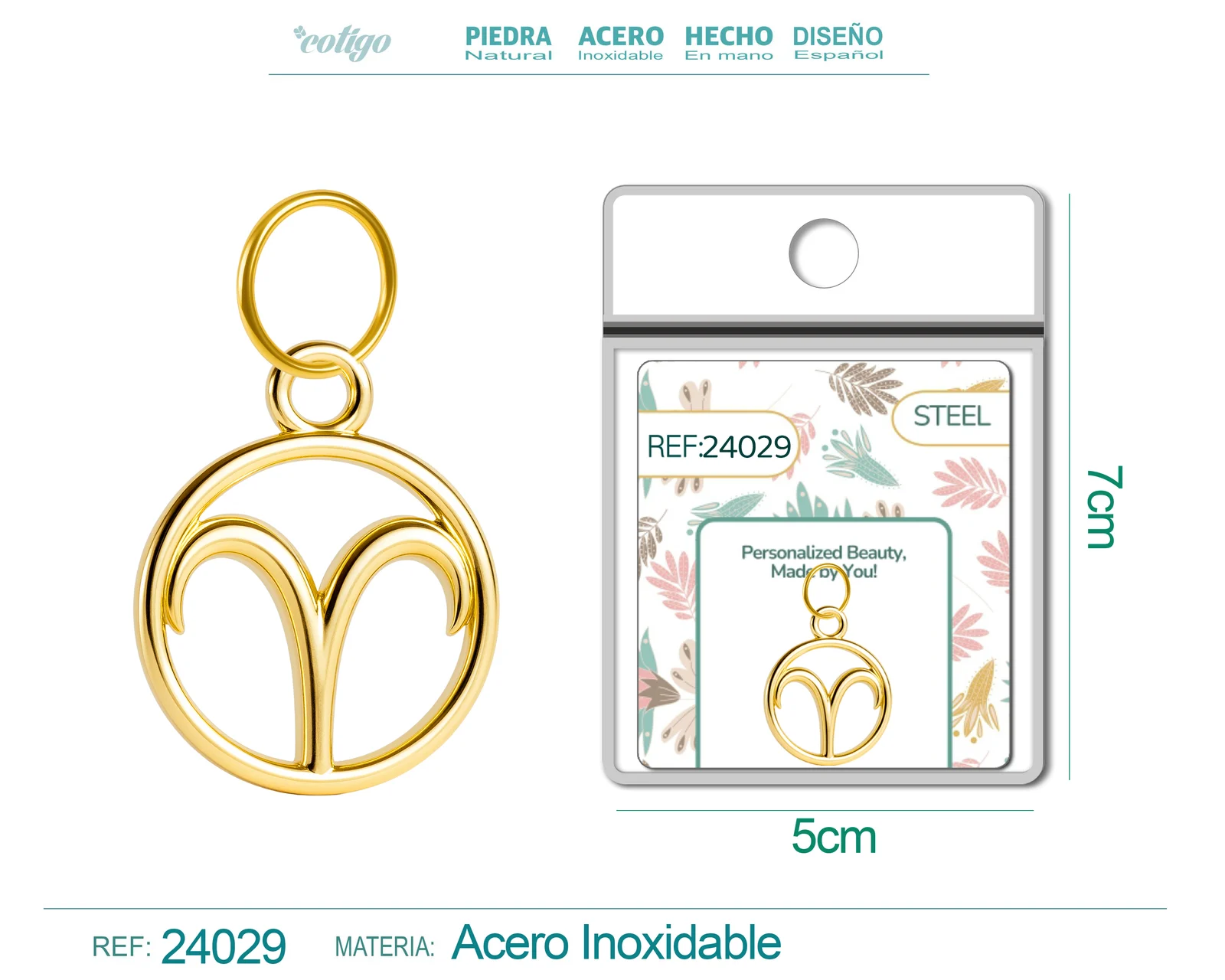 CHARM DE ZODÍACO ÁRIES ACERO COLOR DORADO