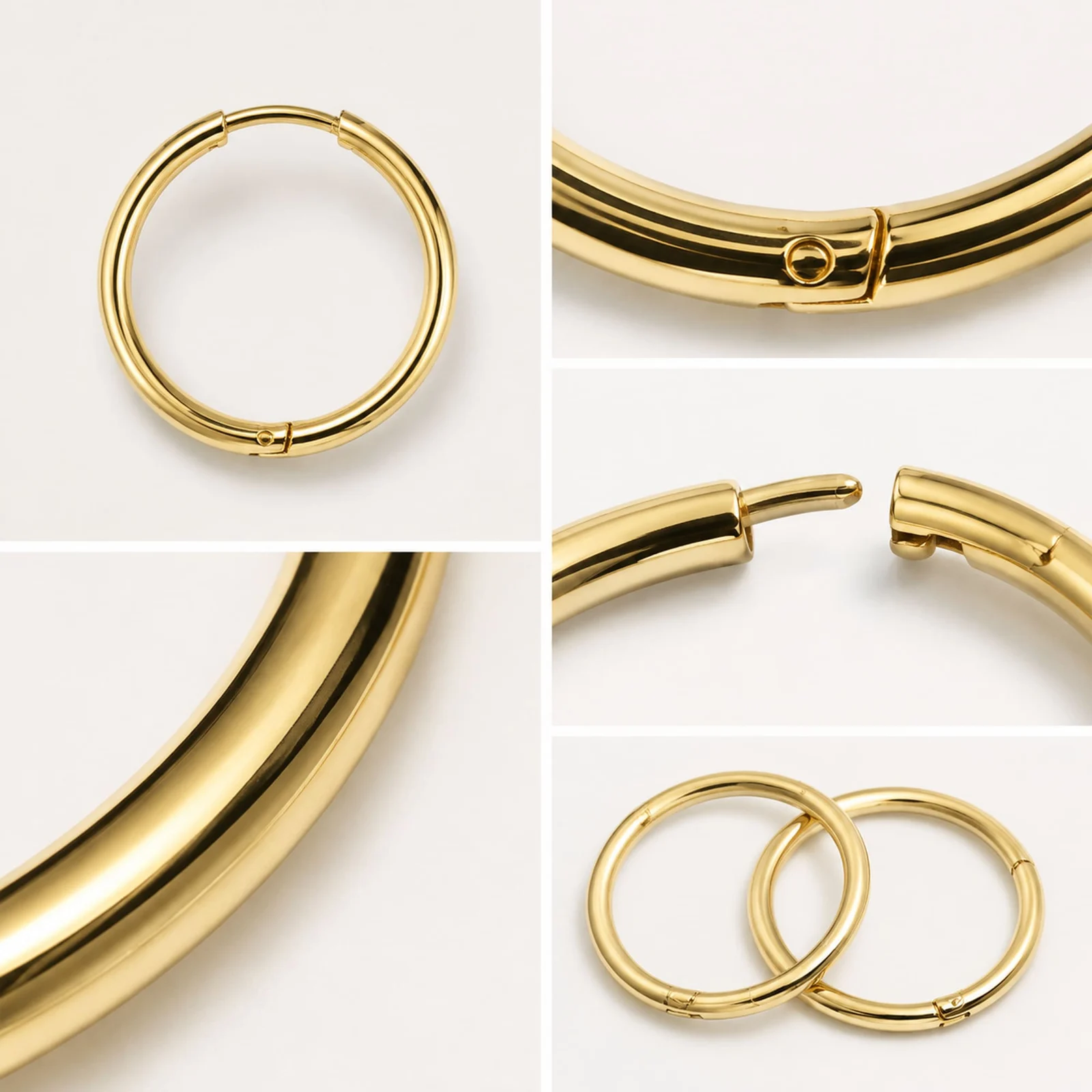 PENDIENTE DE ARO ACERO 20MM COLOR DORADO PARA CHARM
