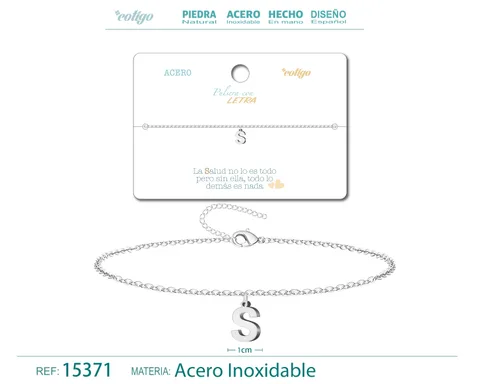 PULSERA LETRA S COLOR PLATEADO