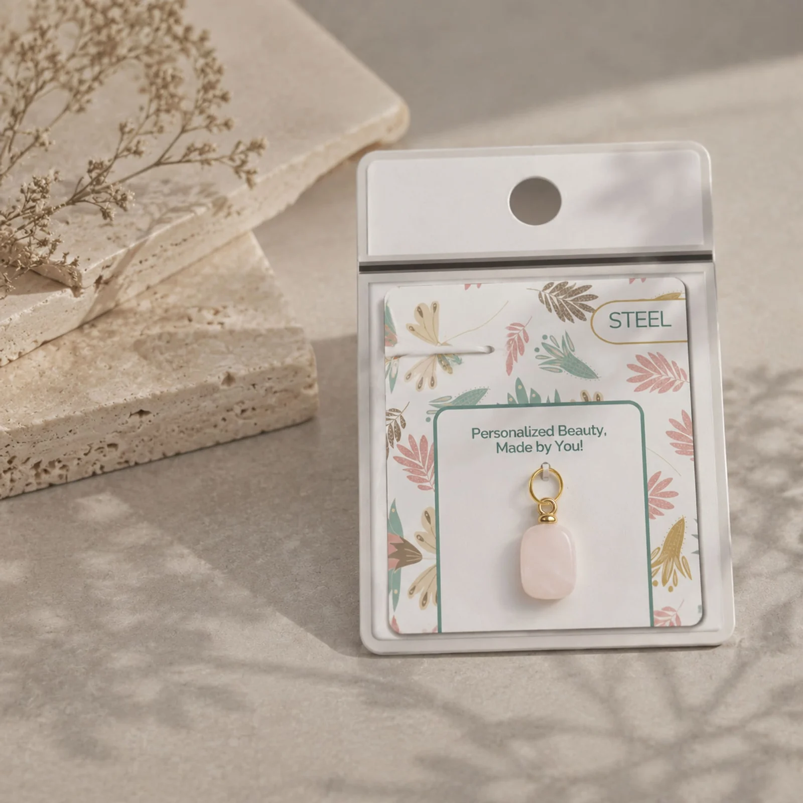 CHARM ACERO DORADO CHAPADO ORO 14 K