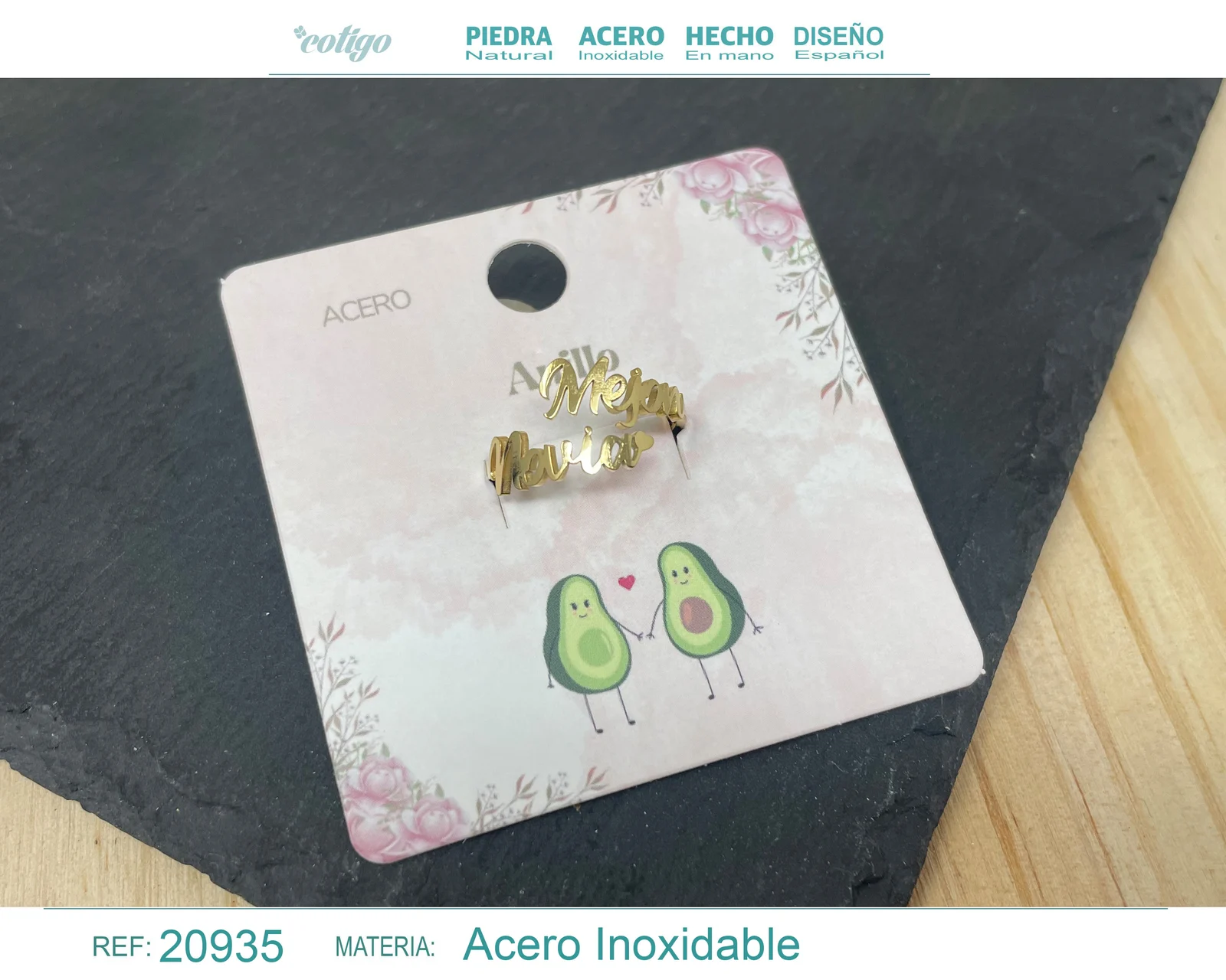 ANILLO PARA NOVIA ACERO COLOR DORADO
