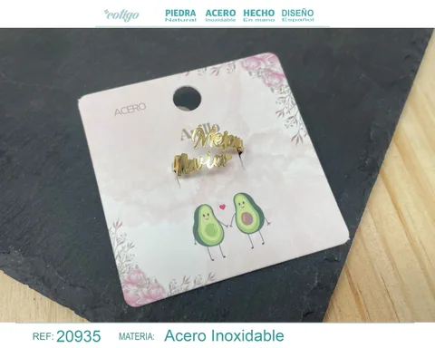 ANILLO PARA NOVIA ACERO COLOR DORADO
