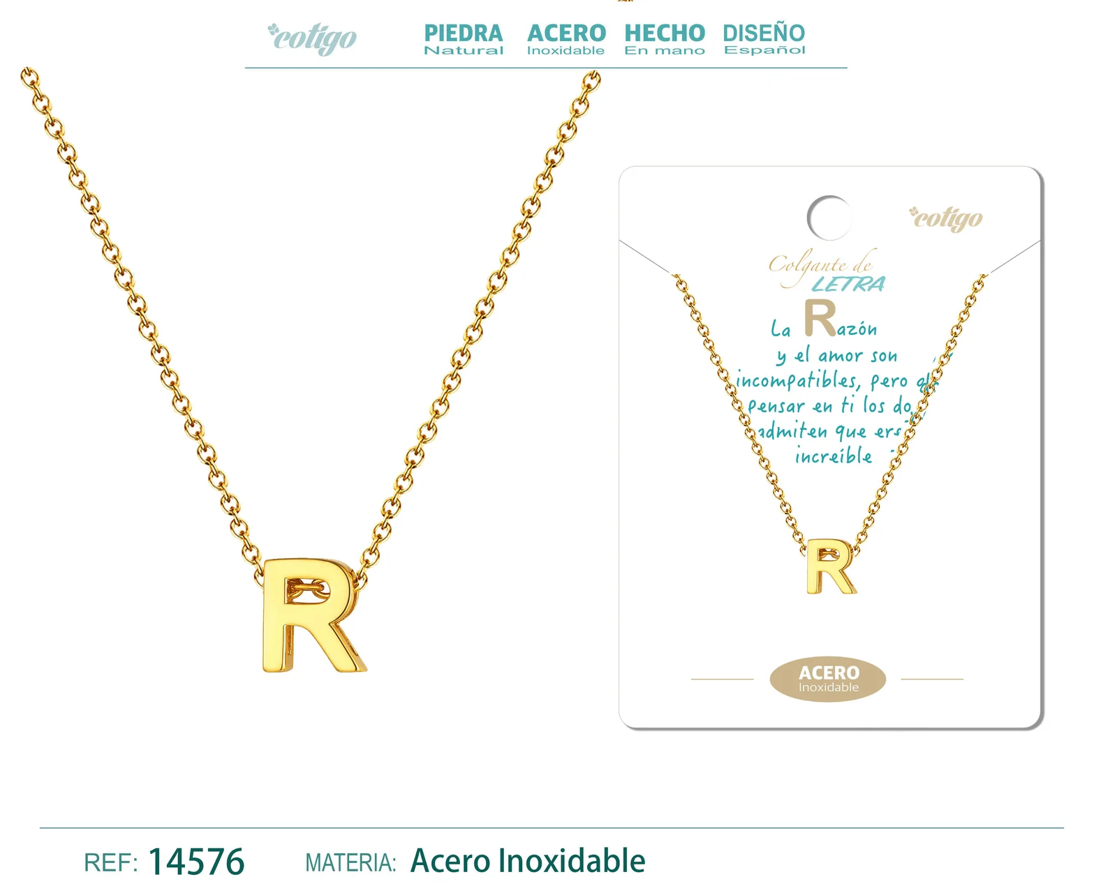 COLLAR LETRA R COLOR DORADO