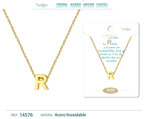 COLLAR LETRA R COLOR DORADO