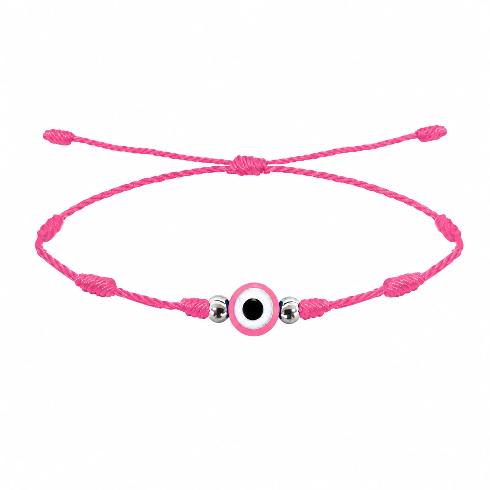 PULSERA 7 NUDOS ROSA CON OJO TURCO