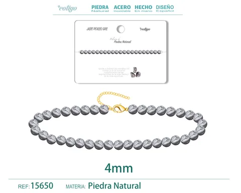 PULSERA JASPE PICASSO GRIS 4MM