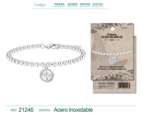 PULSERA NUDO BRUJA ACERO PLATEADO