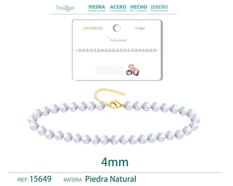 PULSERA JASPE CEBRA ROSA 4MM