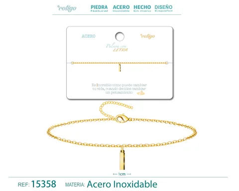 PULSERA LETRA I COLOR DORADO