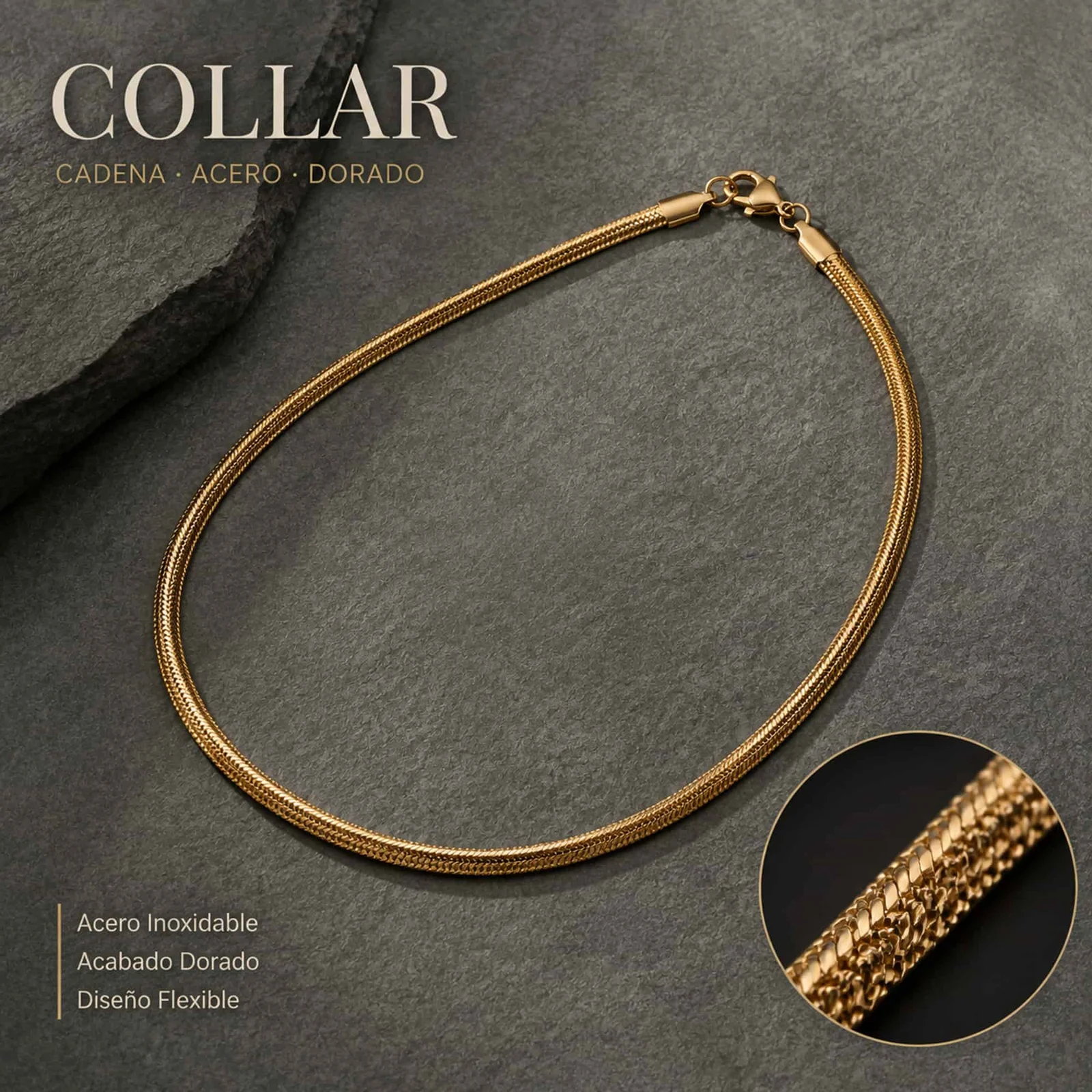COLLAR DE CADENA ACERO DORADO