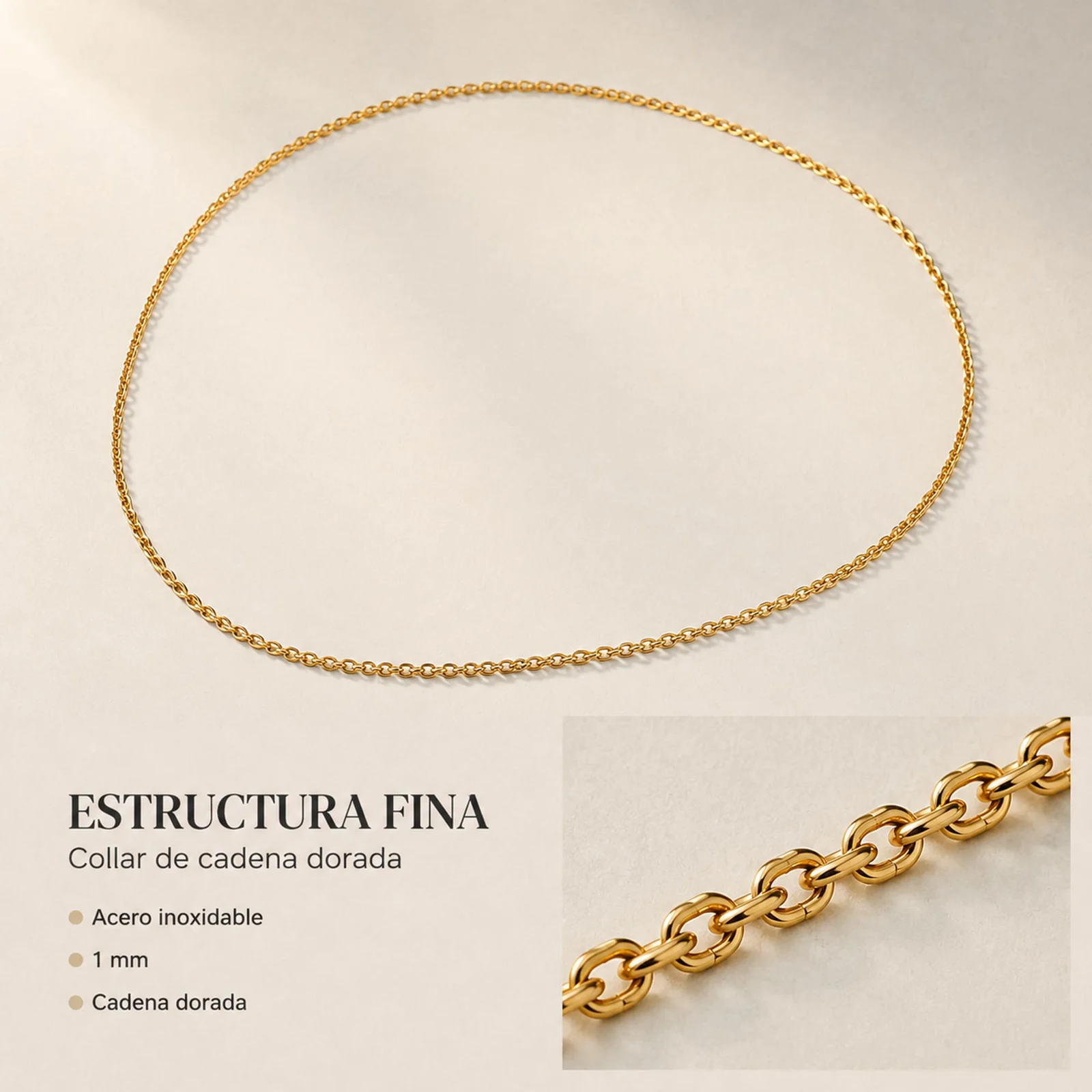COLLAR DE CADENA ACERO DORADO