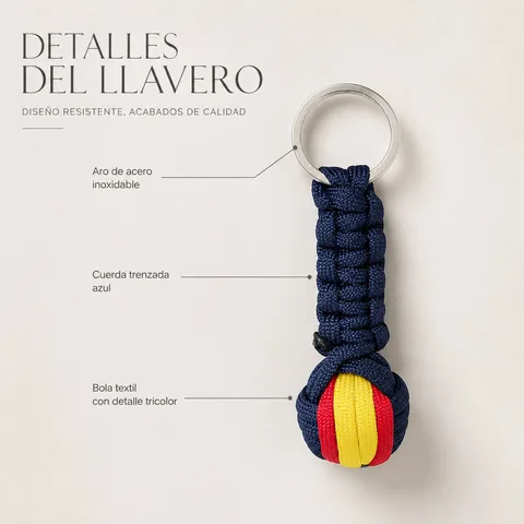 LLAVERO BOLA DE CUERDA CON ARO ACERO