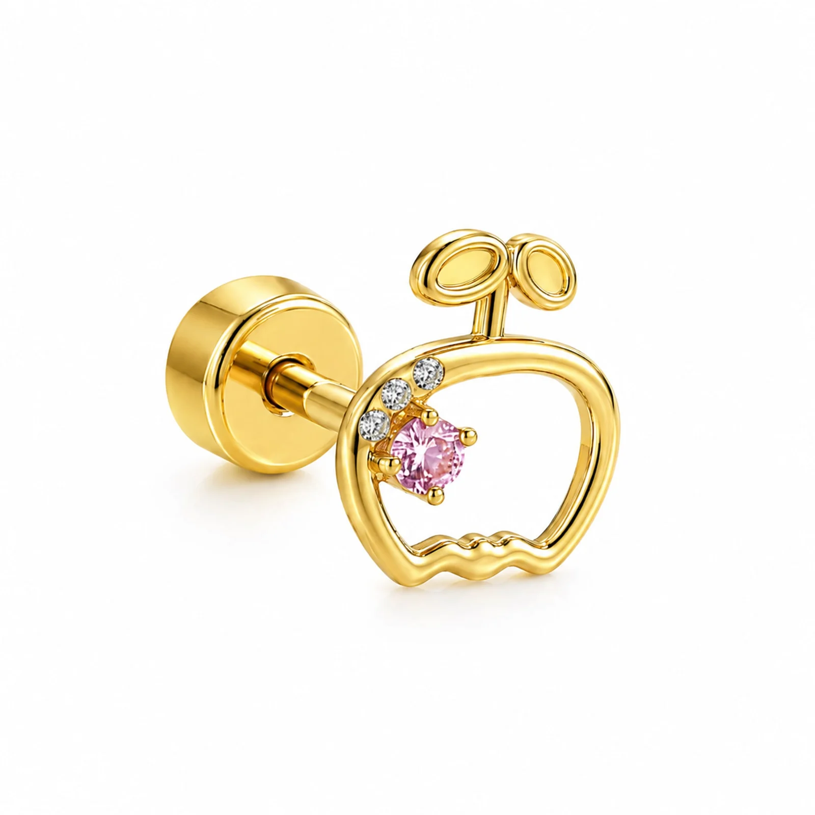 Pendiente-Piercing Bañado Oro 18K y con Circonita