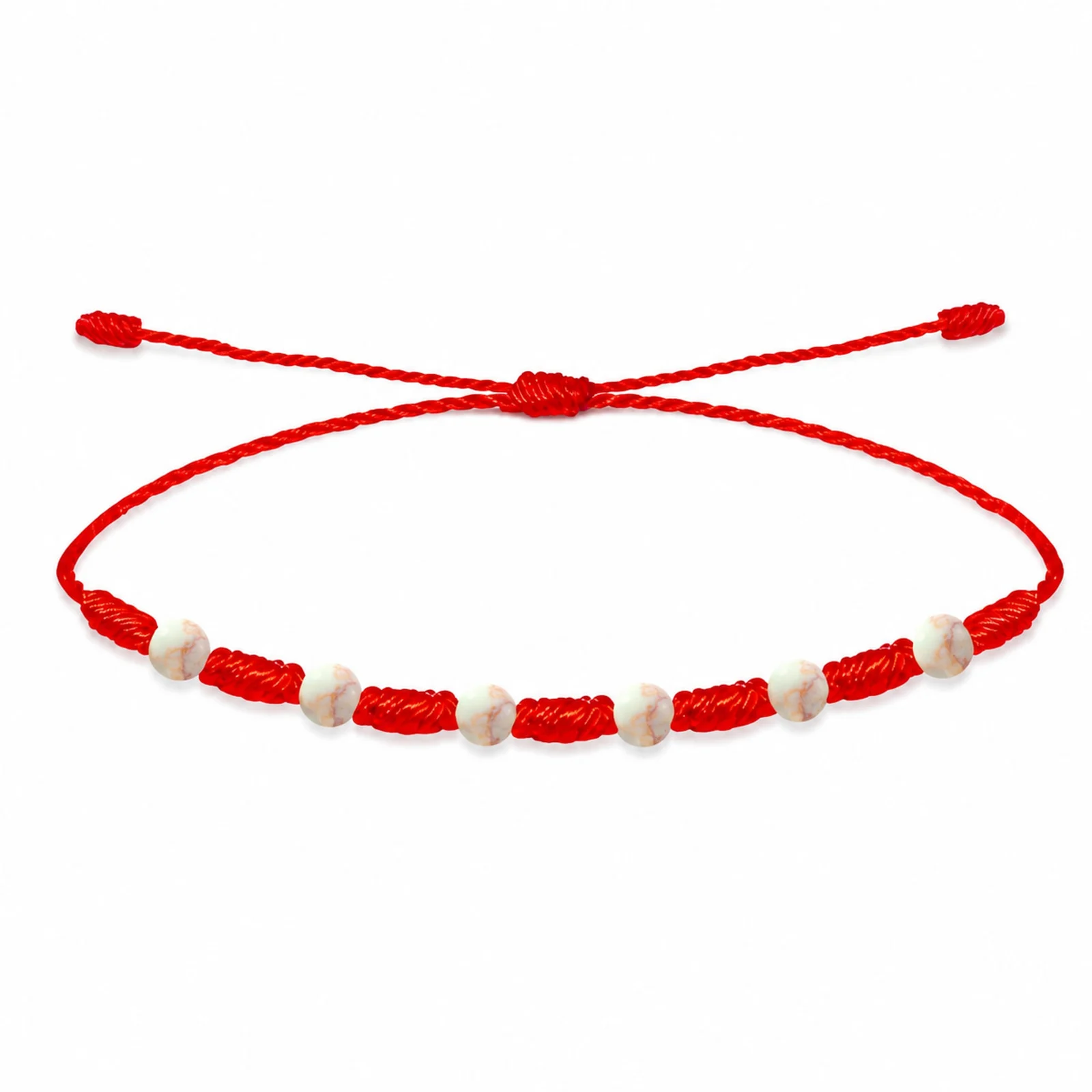 PULSERA 7 NUDOS CON  JASPE RAYADO ROJO 4MM
