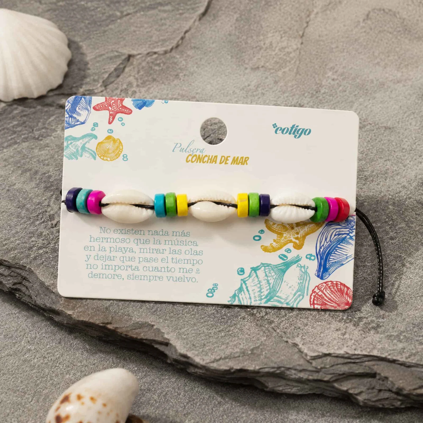 PULSERA HILO ENCERADO DE CONCHA