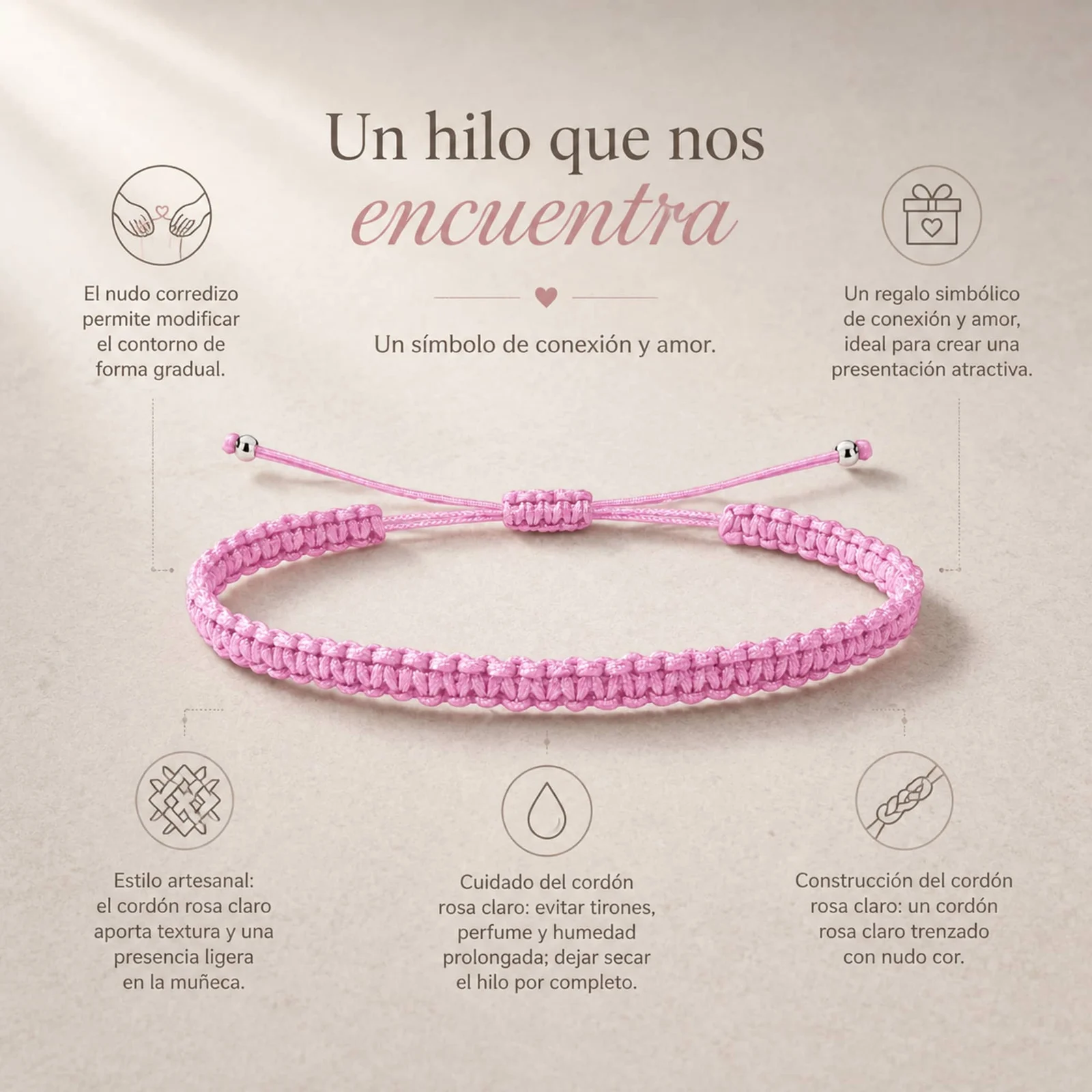 PULSERA HILO DESTINO COLOR ROSA