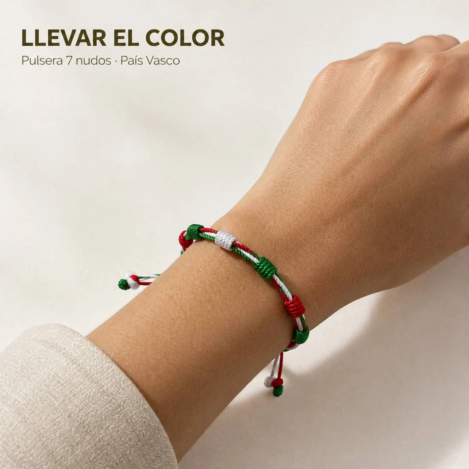 PULSERA 7 NUDOS DE BANDERA DE  PAÍS VASCO