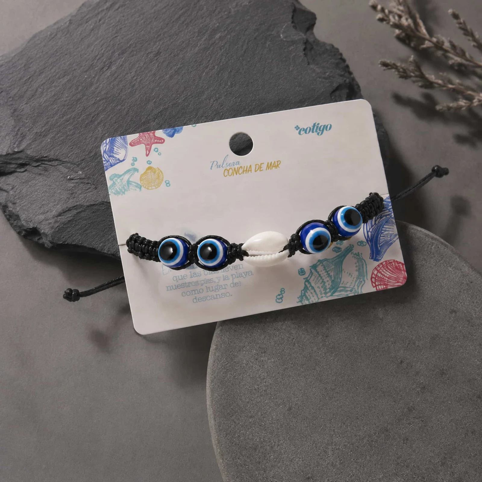 PULSERA HILO ENCERADO DE CONCHA