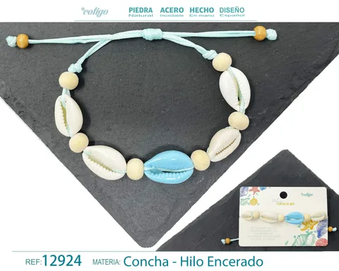 PULSERA HILO ENCERADO DE CONCHA