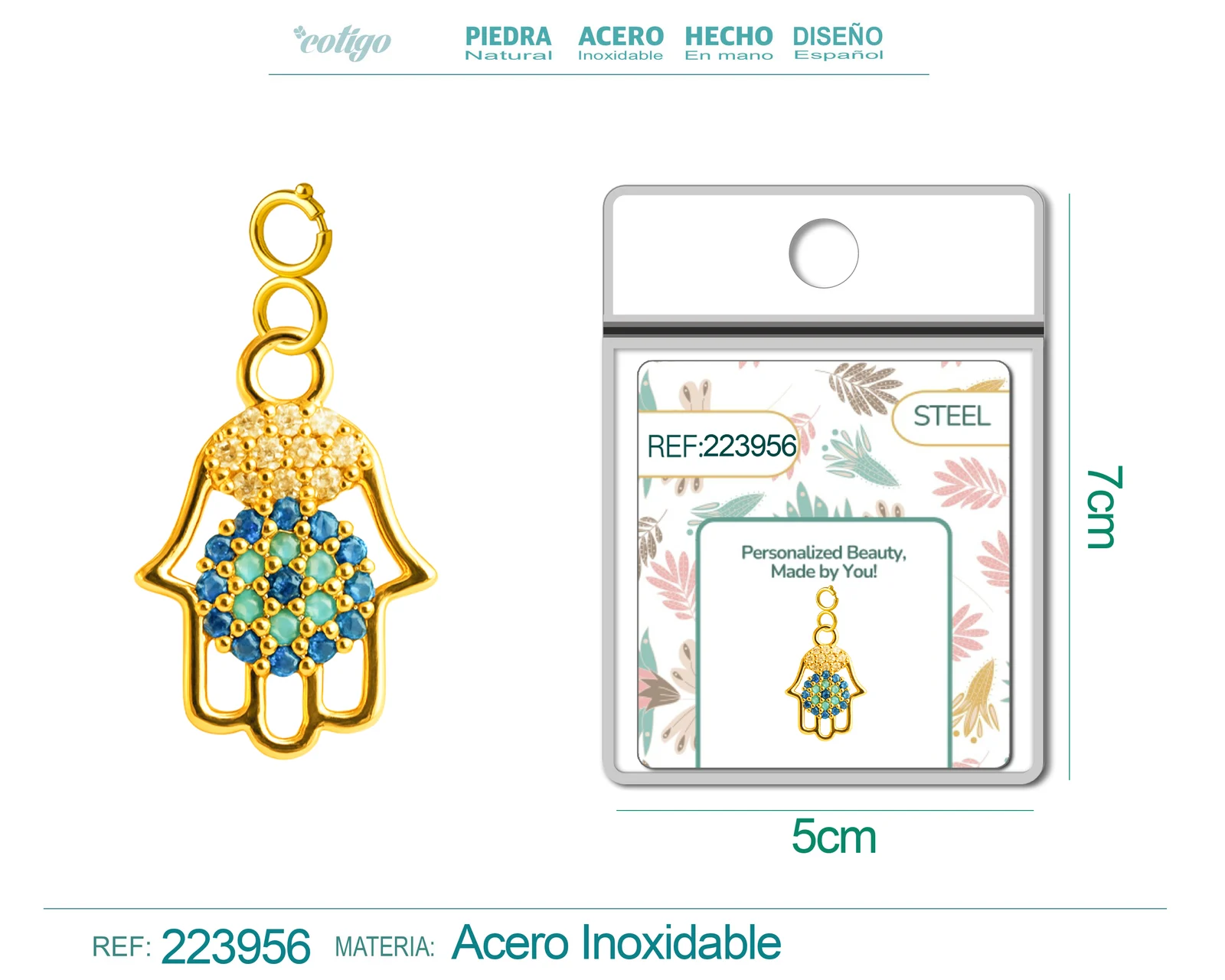 CHARM DE COBRE CHAPADO A ORO 14K CON CIRCONITA-CON CIERRE
