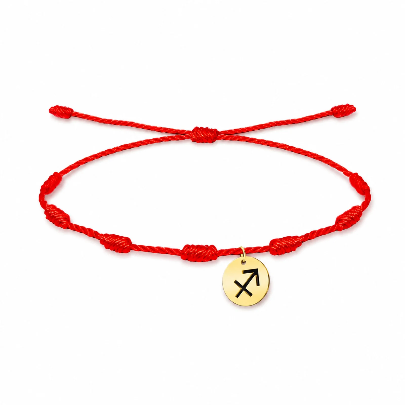PULSERA 7 NUDOS CON SAGITARIO ACERO. COLOR DORADO