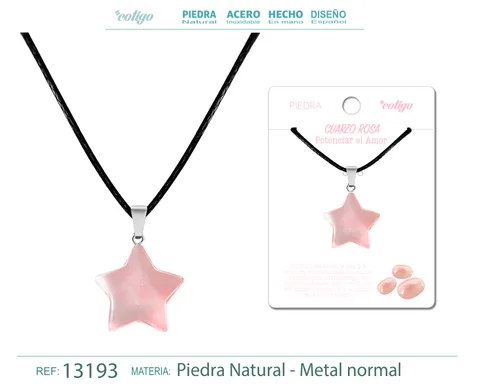 COLGANTE ESTRELLA DE PIEDRA CUARZO ROSA