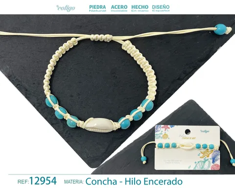 PULSERA HILO ENCERADO DE CONCHA
