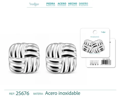 Pendiente Acero Inoxidable color Plateado